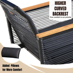 Ensemble de salon de jardin 4 pièces en osier noir