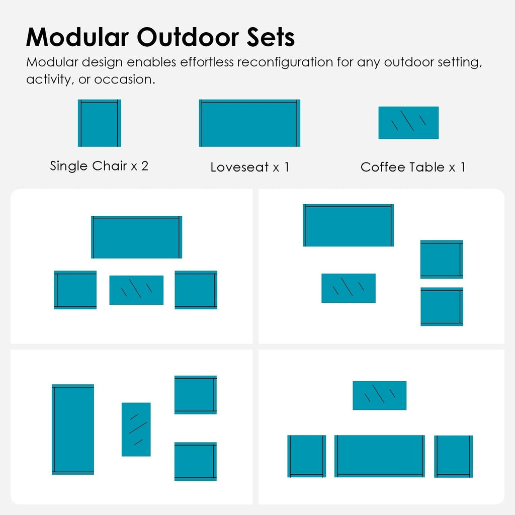 Ensemble de salon de jardin 4 pièces en osier noir