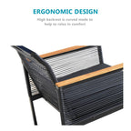 Ensemble de salon de jardin 4 pièces en osier noir