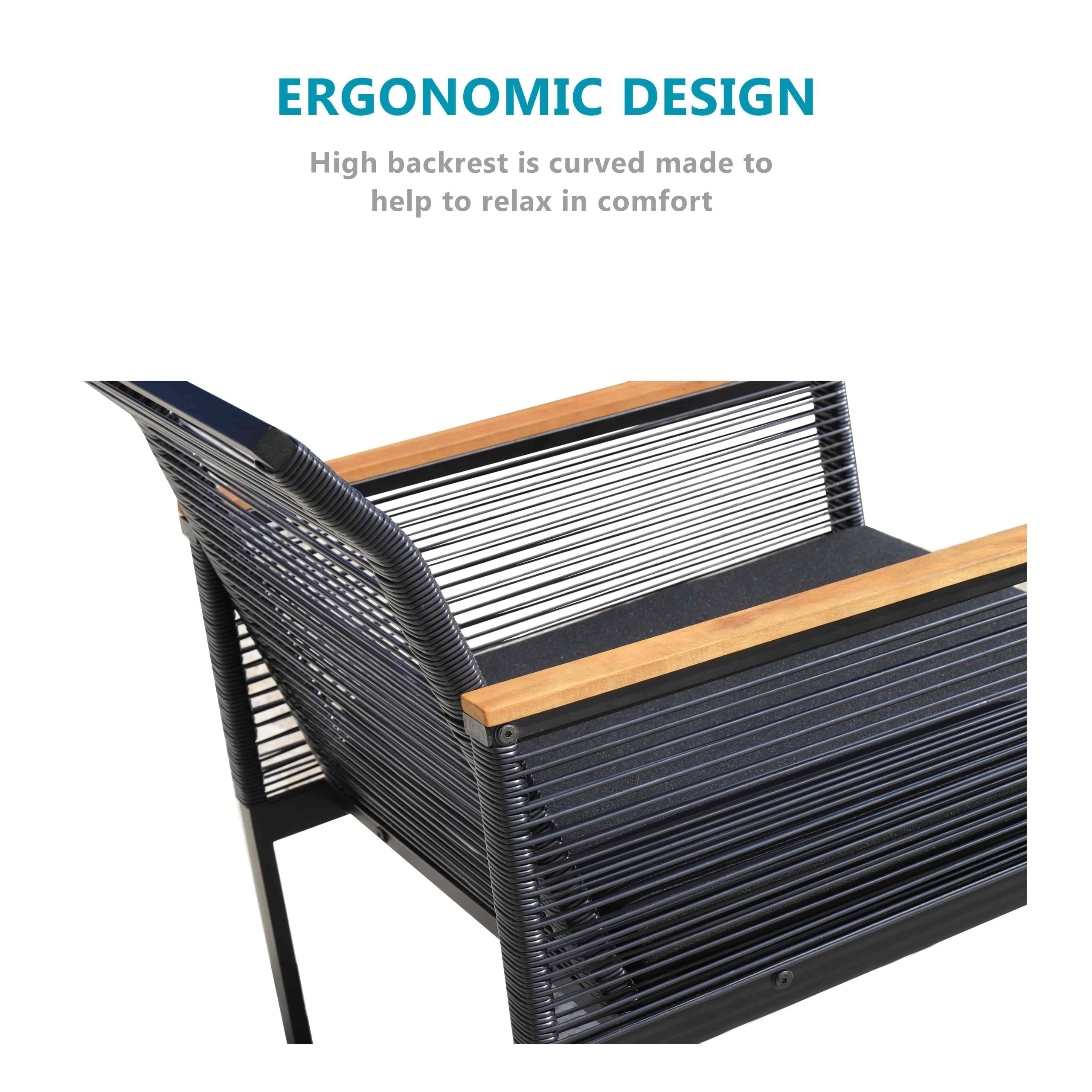 Ensemble de salon de jardin 4 pièces en osier noir