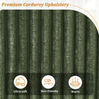 Canapé 4 places en velours côtelé 133 cm, canapé moderne avec ports USB, accoudoirs de rangement dissimulés et porte-gobelets rabattables pour le salon