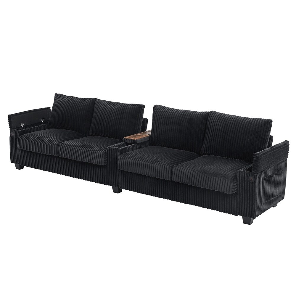 Canapé 4 places en velours côtelé