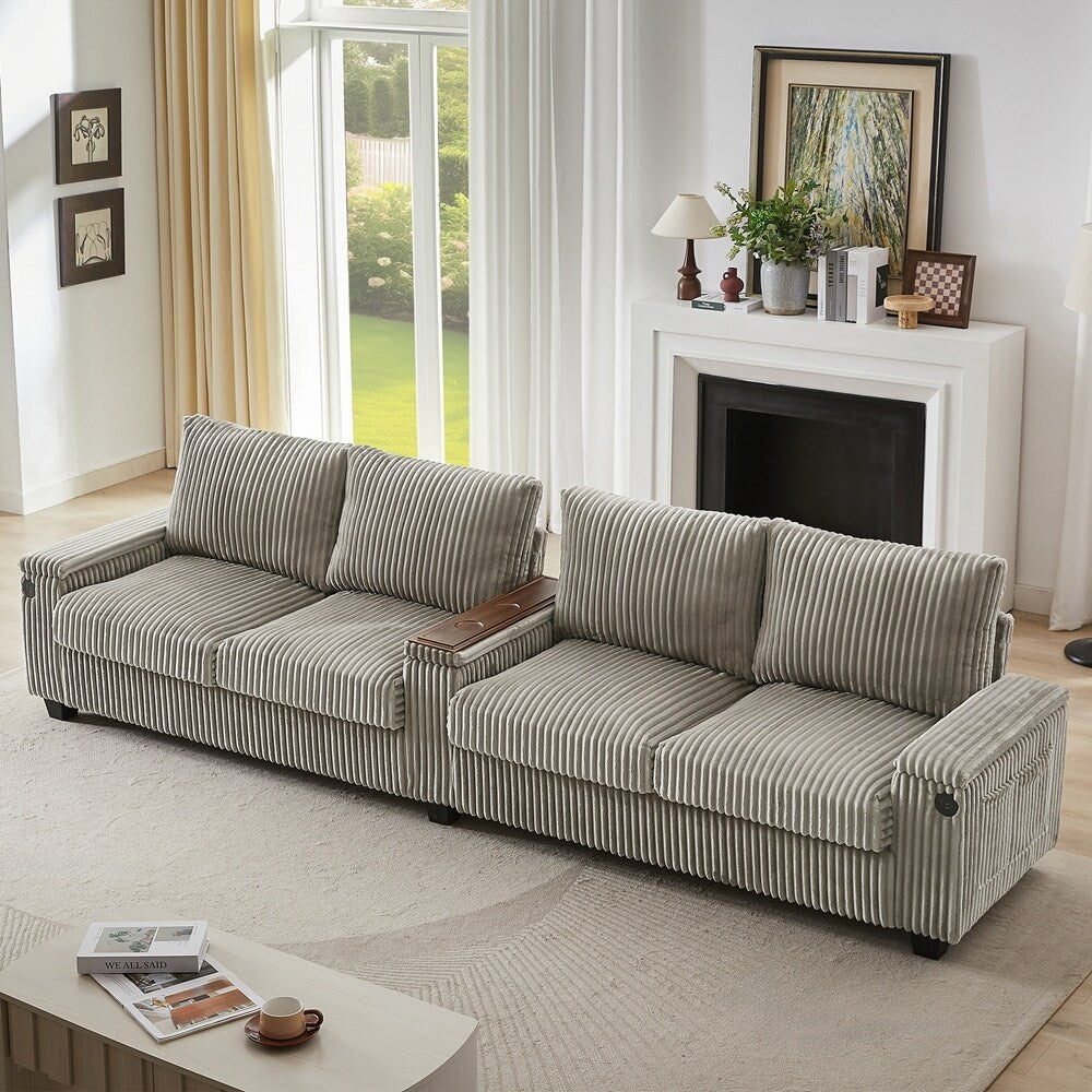 Canapé 4 places en velours côtelé