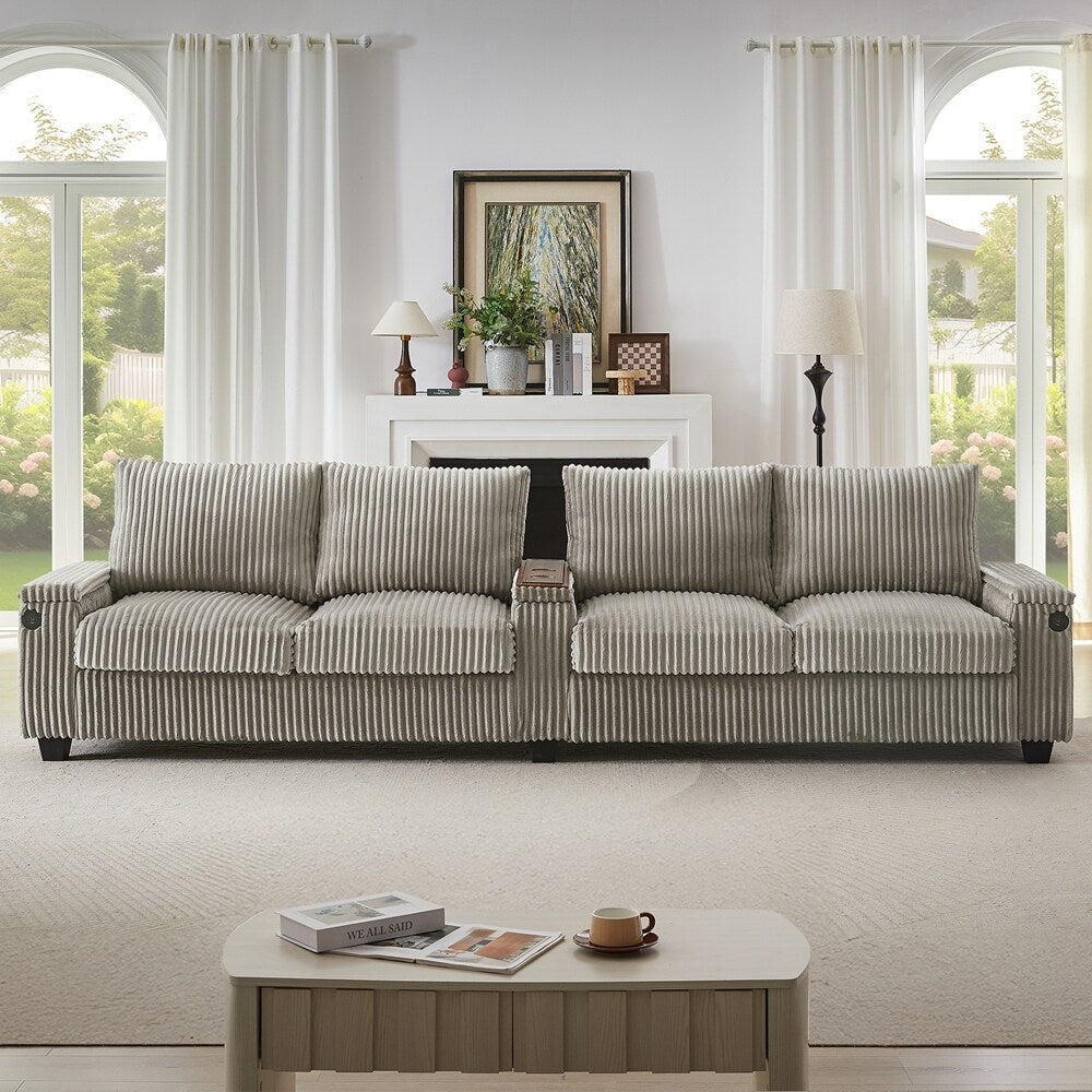 Canapé 4 places en velours côtelé