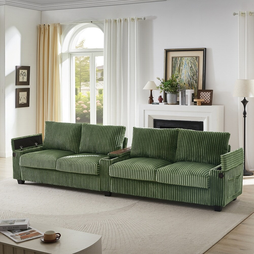 Canapé 4 places en velours côtelé