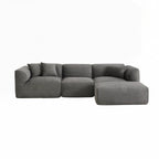 Canapé 4 places avec coussins d'assise en éponge pure et repose-pieds amovible comprenant 3 coussins décoratifs