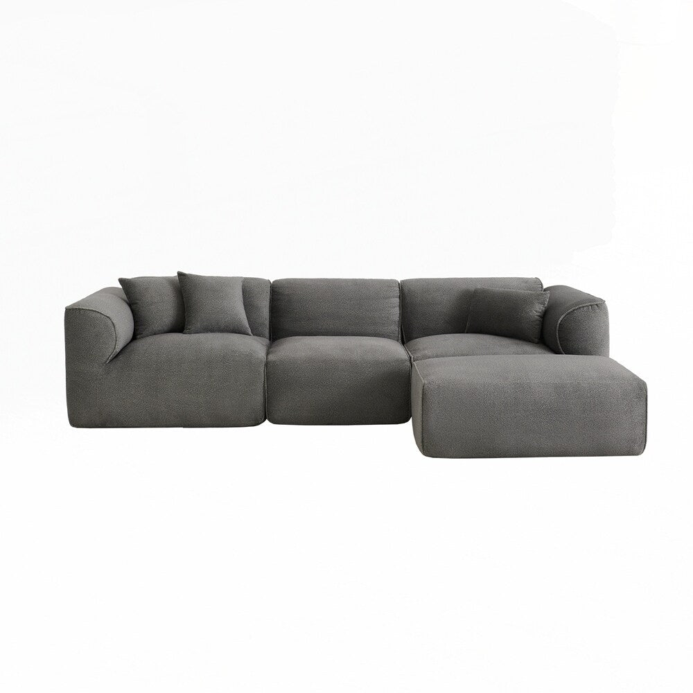 Canapé 4 places avec coussins d'assise en éponge pure et repose-pieds amovible comprenant 3 coussins décoratifs