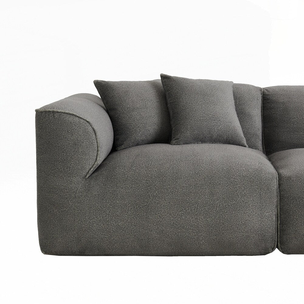 Canapé 4 places avec coussins d'assise en éponge pure et repose-pieds amovible comprenant 3 coussins décoratifs