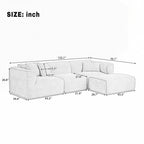 Canapé 4 places avec coussins d'assise en éponge pure et repose-pieds amovible comprenant 3 coussins décoratifs