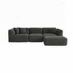 Canapé 4 places avec coussins d'assise en éponge pure et repose-pieds amovible comprenant 3 coussins décoratifs