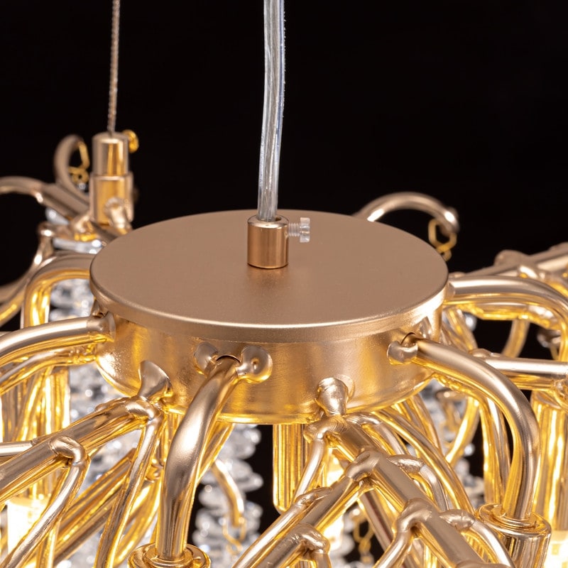 Lustre rectangulaire en cristal doré moderne de 40 po, branches d'arbre, luminaire suspendu pour îlot de cuisine, salle à manger