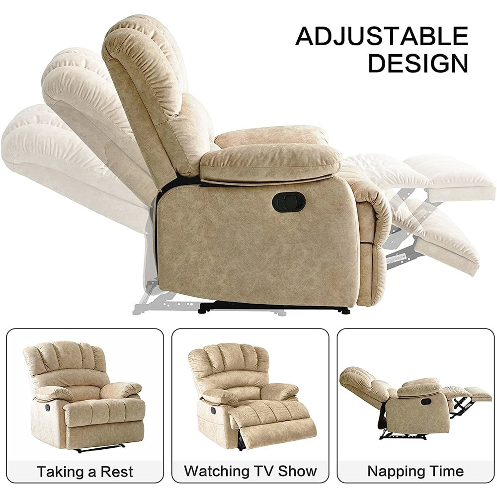 Fauteuil inclinable manuel surdimensionné 41 W, canapés inclinables extra larges