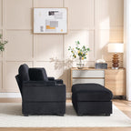 42.12 Canapé rembourré en velours côtelé + pouf