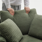 42.12 Canapé rembourré en velours côtelé + pouf