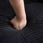 42.12 Canapé rembourré en velours côtelé + pouf