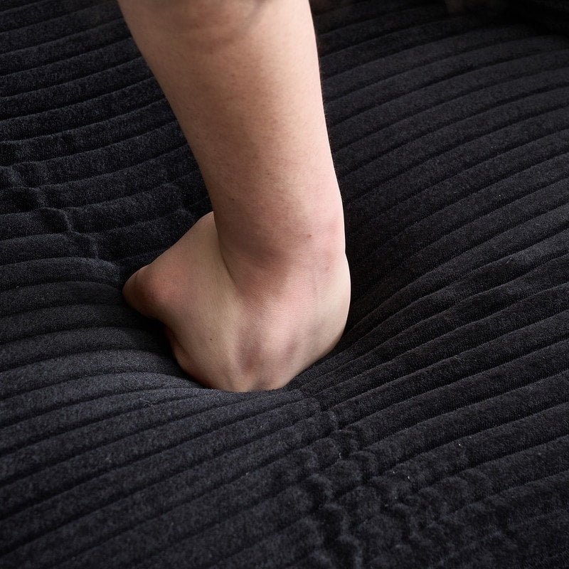 42.12 Canapé rembourré en velours côtelé + pouf