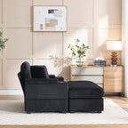 42.12 Canapé rembourré en velours côtelé + pouf