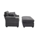 42.12 Canapé rembourré en velours côtelé + pouf