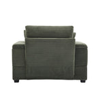 42.12 Canapé rembourré en velours côtelé + pouf