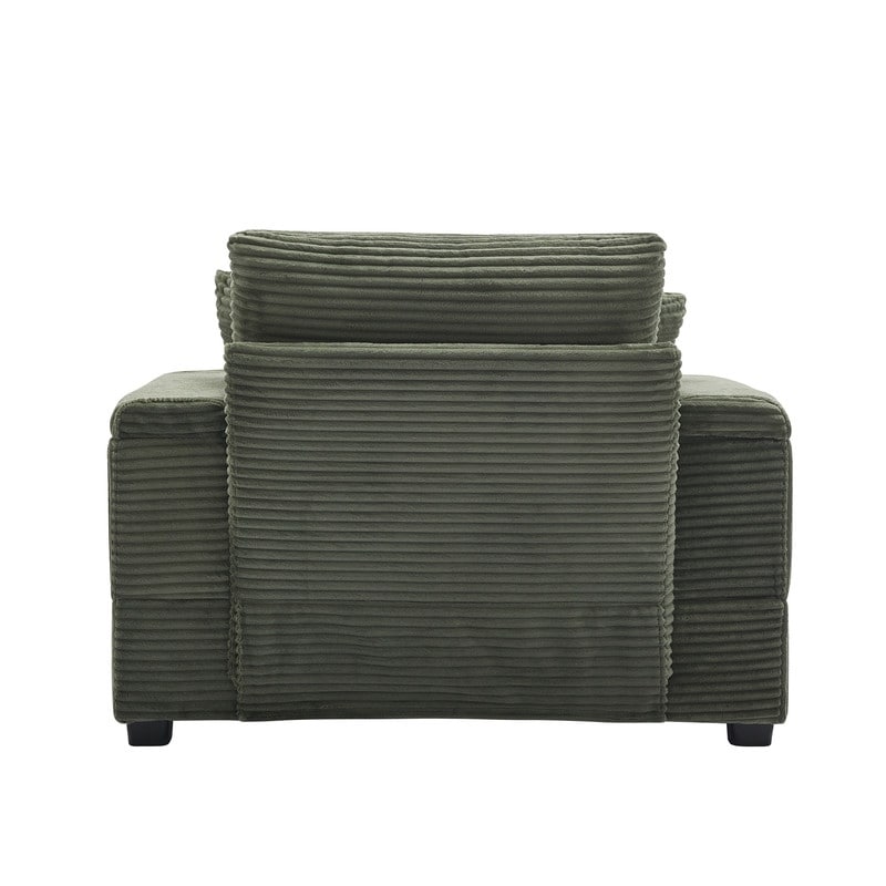 42.12 Canapé rembourré en velours côtelé + pouf