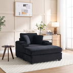 42.12 Canapé rembourré en velours côtelé + pouf