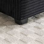 42.12 Canapé rembourré en velours côtelé + pouf