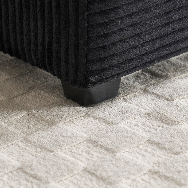 42.12 Canapé rembourré en velours côtelé + pouf