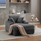 42.12 Canapé rembourré en velours côtelé + pouf