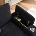 42.12 Canapé rembourré en velours côtelé + pouf