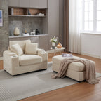 42.12 Canapé rembourré en velours côtelé + pouf