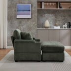 42.12 Canapé rembourré en velours côtelé + pouf