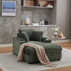 42.12 Canapé rembourré en velours côtelé + pouf