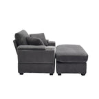 42.12 Canapé rembourré en velours côtelé + pouf