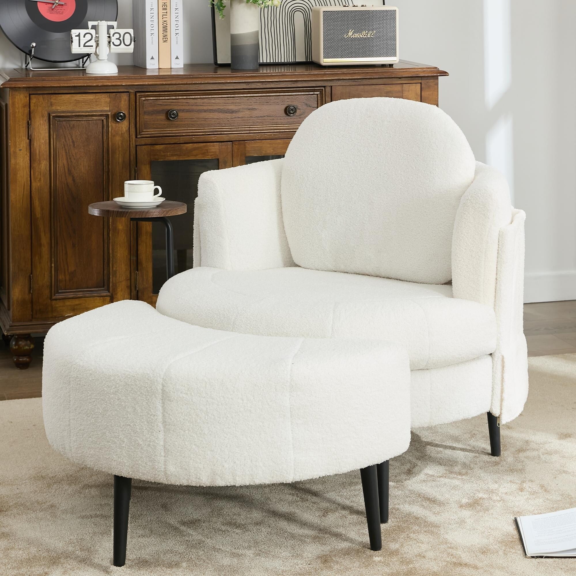 Fauteuil simple 42,5 avec repose-pieds mobile en forme de croissant