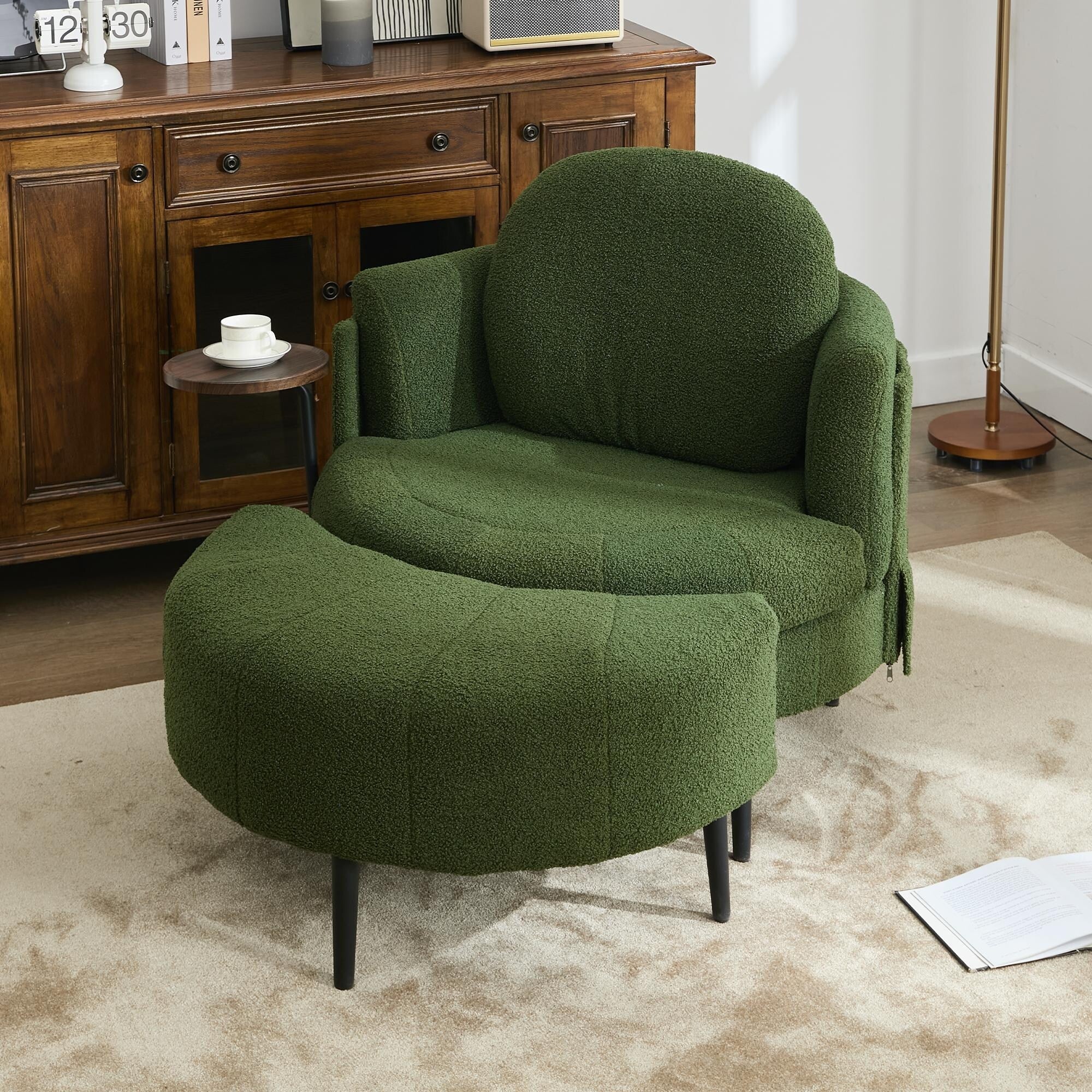 Fauteuil simple 42,5 avec repose-pieds mobile en forme de croissant