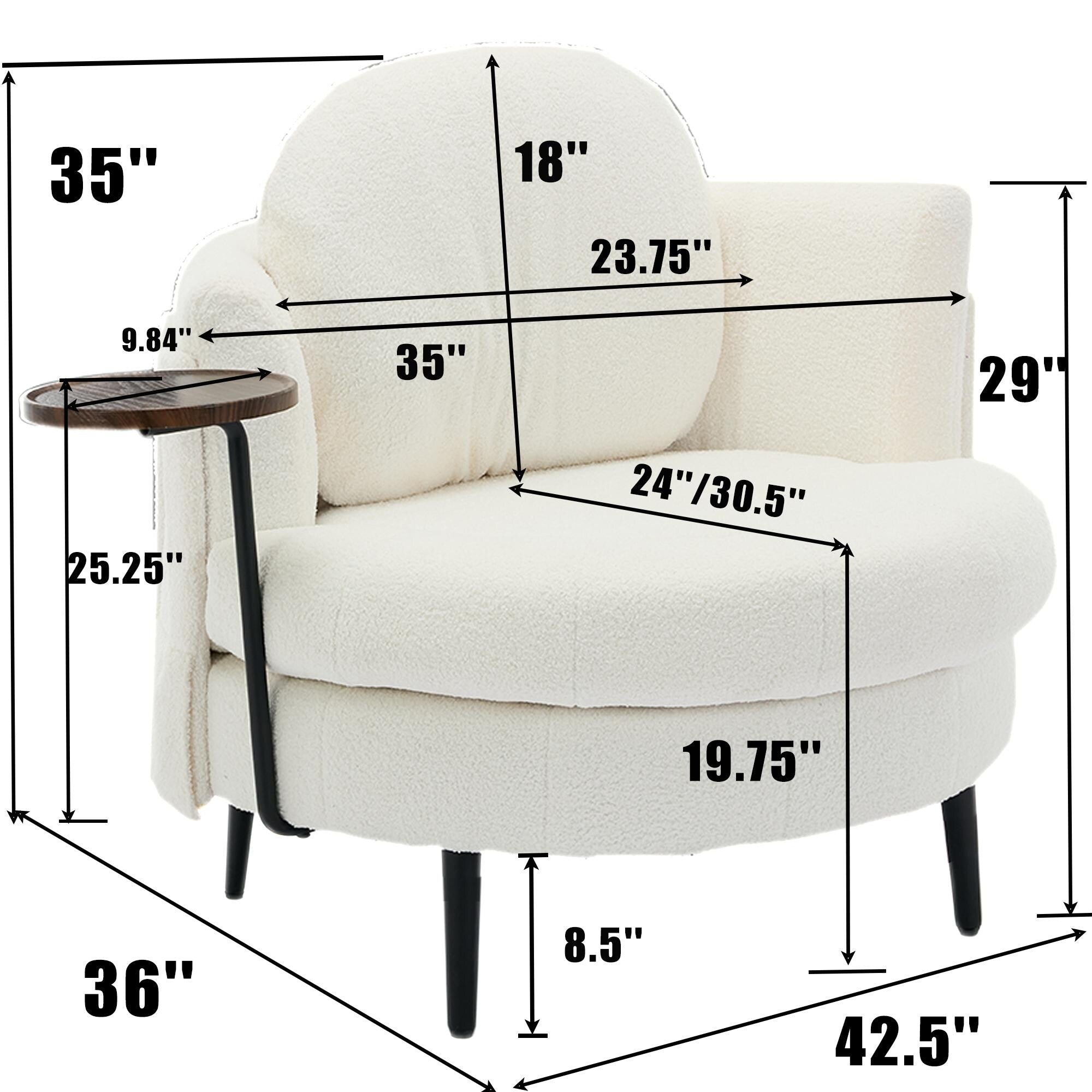 Fauteuil simple 42,5 avec repose-pieds mobile en forme de croissant
