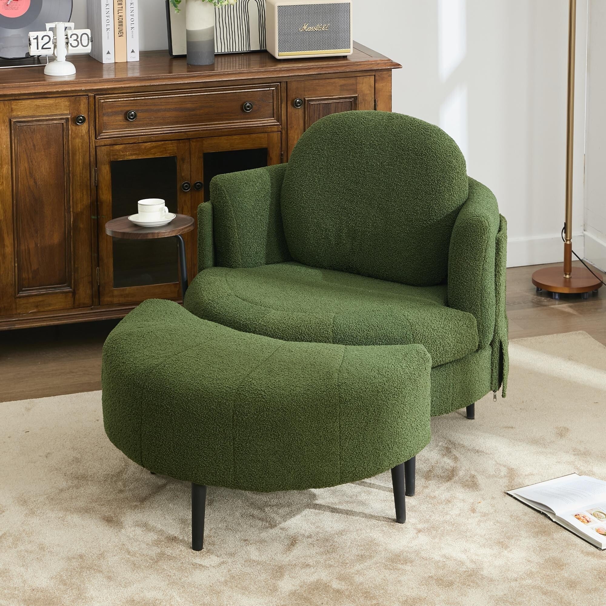 Fauteuil simple 42,5 avec repose-pieds mobile en forme de croissant