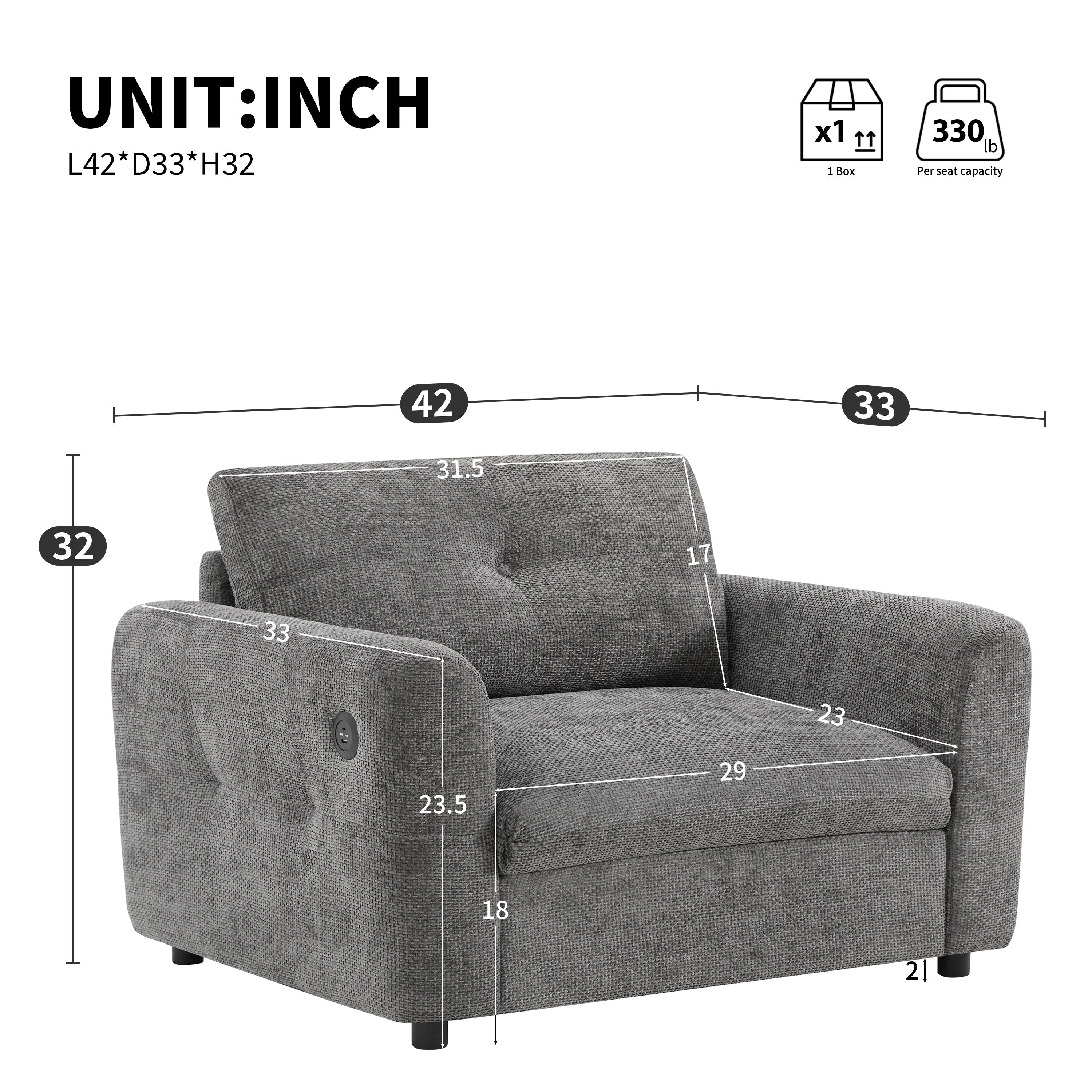 Fauteuil simple en chenille 42 x 33, siège large, double chargeur, 2 couleurs