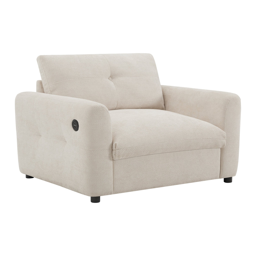 Fauteuil à siège large de 42 pouces avec chargeur à deux ports et conception de traction capitonnée par Harper&amp;Bright Designs