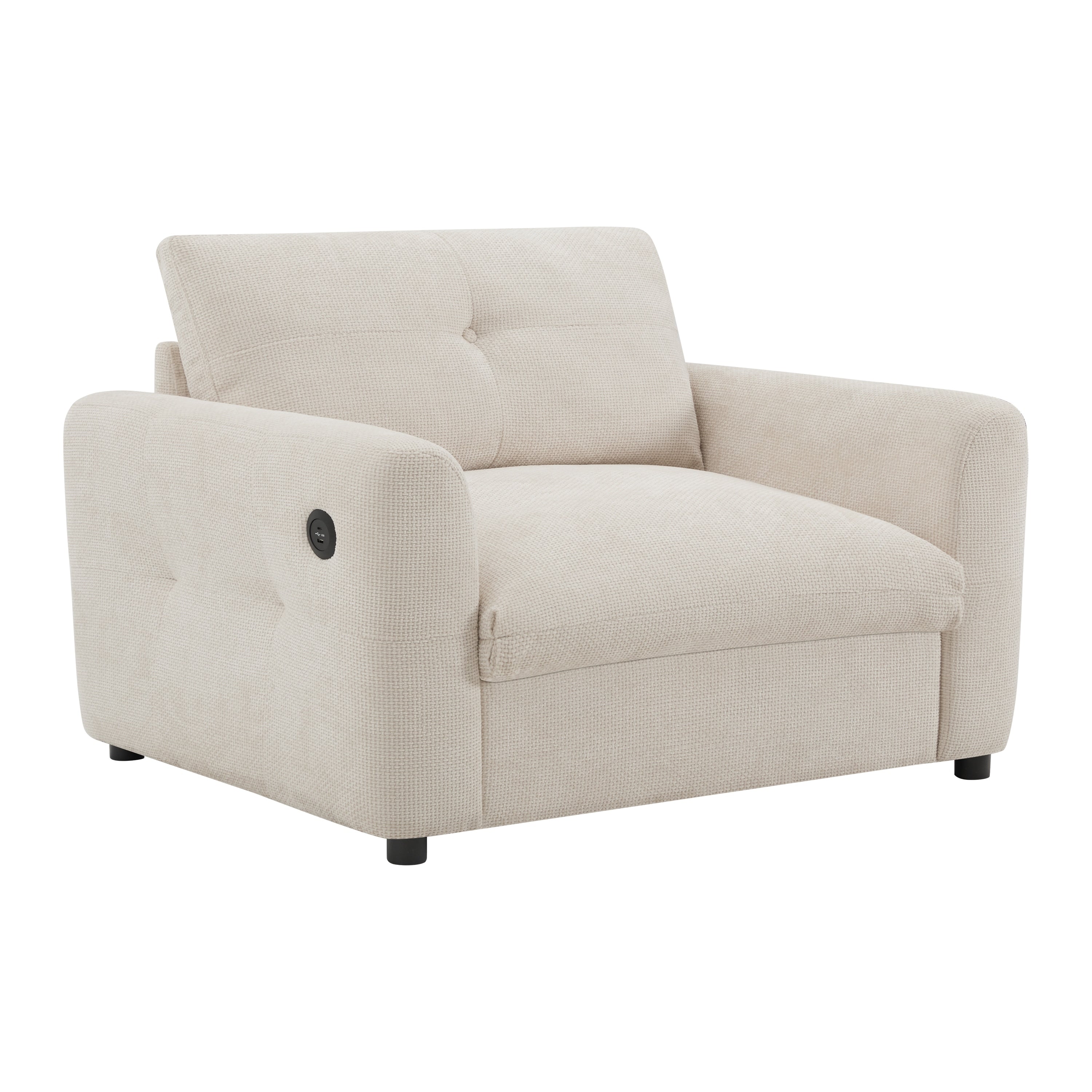 Fauteuil à siège large de 42 pouces avec chargeur à deux ports et conception de traction capitonnée par Harper&amp;Bright Designs