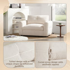 Fauteuil à siège large de 42 pouces avec chargeur à deux ports et conception de traction capitonnée par Harper&amp;Bright Designs