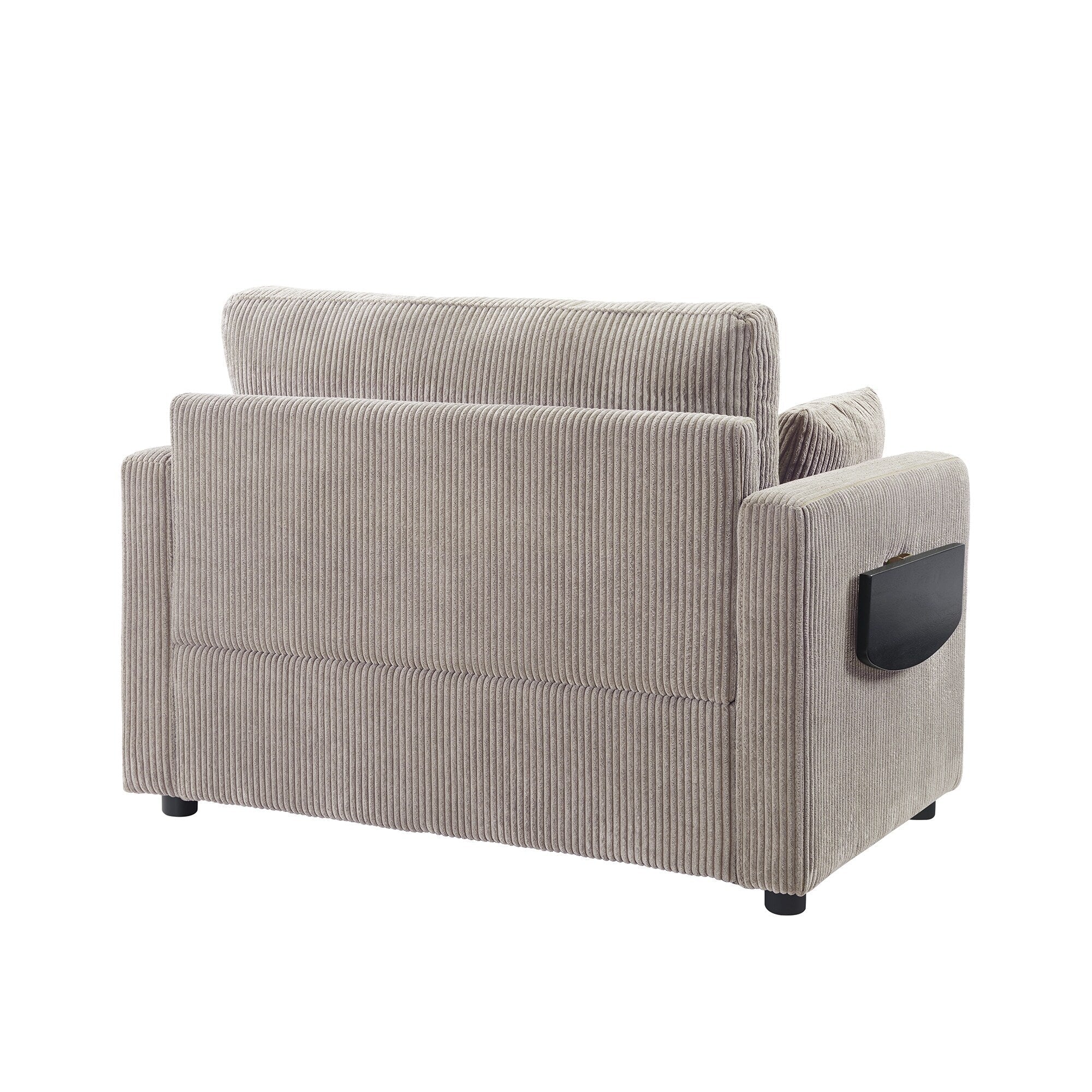Canapé-lit double en velours côtelé 47,2 avec matelas pliable, table d'appoint, ports USB et poche de rangement