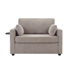 Canapé-lit double en velours côtelé 47,2 avec matelas pliable, table d'appoint, ports USB et poche de rangement