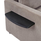 Canapé-lit double en velours côtelé 47,2 avec matelas pliable, table d'appoint, ports USB et poche de rangement