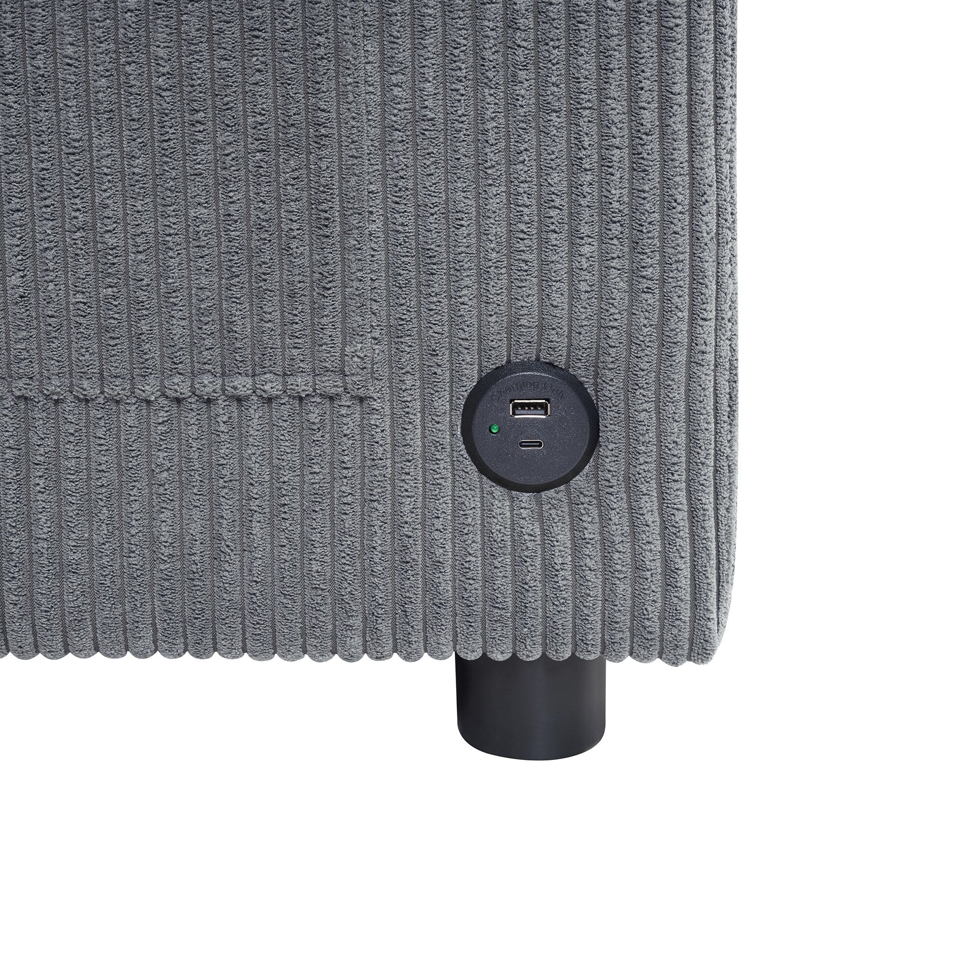 Canapé-lit double en velours côtelé 47,2 avec matelas pliable, table d'appoint, ports USB et poche de rangement