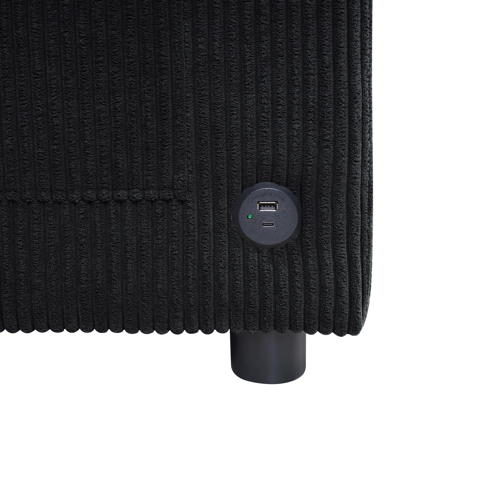 Canapé-lit double en velours côtelé 47,2 avec matelas pliable, table d'appoint, ports USB et poche de rangement