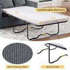 Canapé-lit double en velours côtelé 47,2 avec matelas pliable, table d'appoint, ports USB et poche de rangement