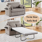 Canapé-lit double en velours côtelé 47,2 avec matelas pliable, table d'appoint, ports USB et poche de rangement