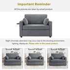 Canapé-lit double en velours côtelé 47,2 avec matelas pliable, table d'appoint, ports USB et poche de rangement