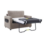 Canapé-lit double en velours côtelé 47,2 avec matelas pliable, table d'appoint, ports USB et poche de rangement